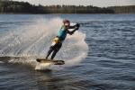 The photo shows a skier on a water ski lift on Lake Necko, photo by J. Koniecko